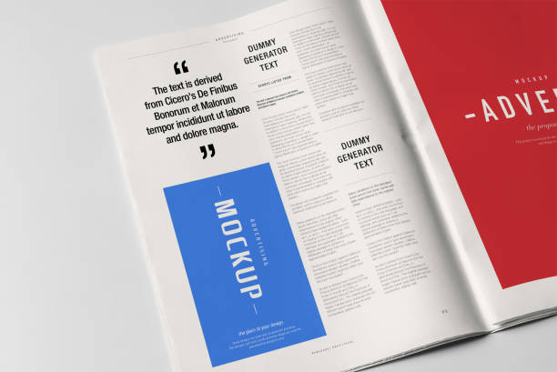 istock Newspaper Advertising Banner on Magazine, Brochure Mockup 3D Rendering 2153185985