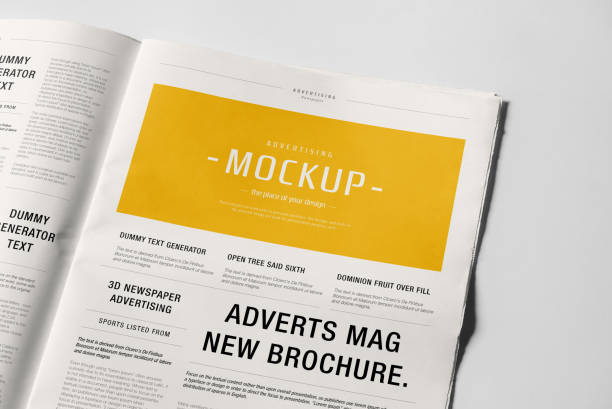 istock Newspaper Advertising Banner on Magazine, Brochure Mockup 3D Rendering 2153186024