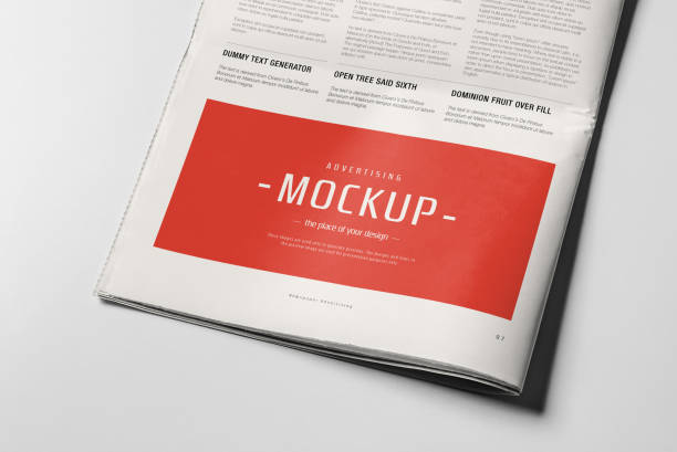 istock Newspaper Advertising Banner on Magazine, Brochure Mockup 3D Rendering 2153186085