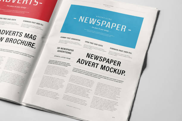 istock Newspaper Advertising Banner on Magazine, Brochure Mockup 3D Rendering 2153186567