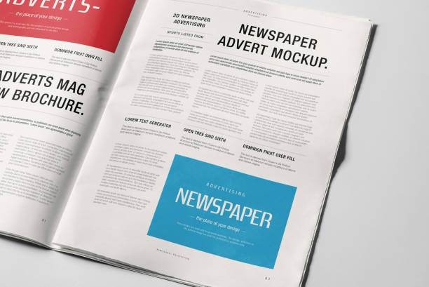 istock Newspaper Advertising Banner on Magazine, Brochure Mockup 3D Rendering 2153186571