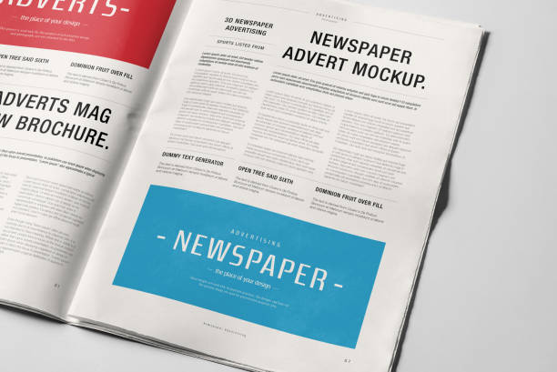 istock Newspaper Advertising Banner on Magazine, Brochure Mockup 3D Rendering 2153186575