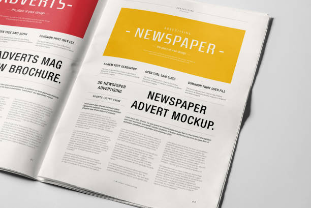istock Newspaper Advertising Banner on Magazine, Brochure Mockup 3D Rendering 2153186656