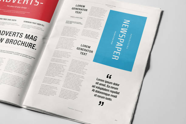 istock Newspaper Advertising Banner on Magazine, Brochure Mockup 3D Rendering 2153186675