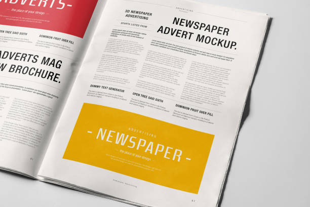 istock Newspaper Advertising Banner on Magazine, Brochure Mockup 3D Rendering 2153186687