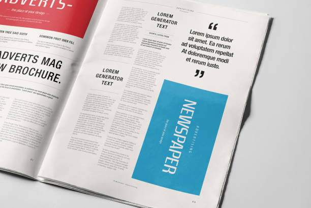 istock Newspaper Advertising Banner on Magazine, Brochure Mockup 3D Rendering 2153186714