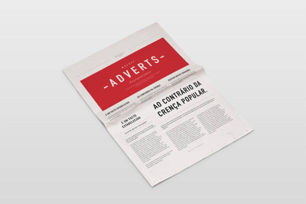 Newspaper Advertising Banner on Magazine, Brochure Mockup 3D Rendering