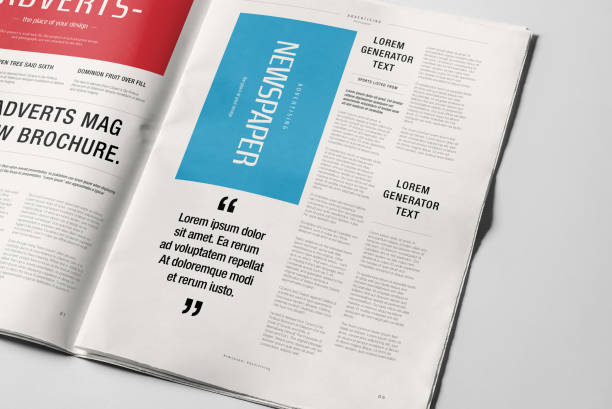istock Newspaper Advertising Banner on Magazine, Brochure Mockup 3D Rendering 2153186748