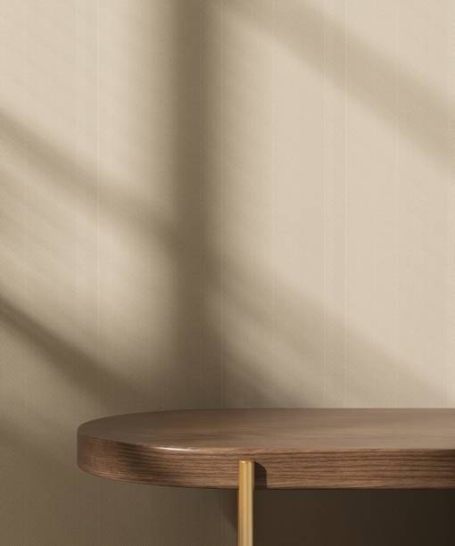 istock Minimal wooden counter table in sunlight, shadow on brown wall 2153187784