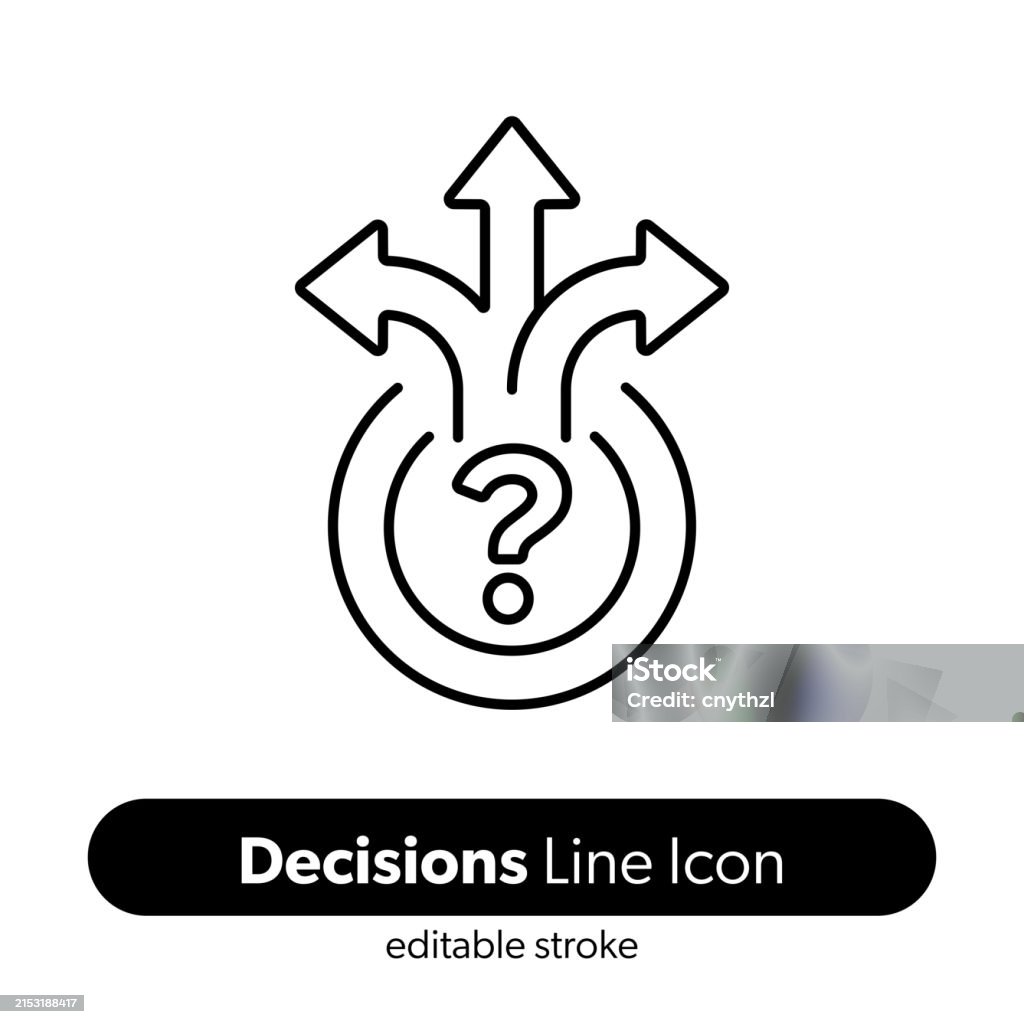 Decisions Line Icon. Editable Stroke Vector Icon. - 免版稅圖示圖庫向量圖形 Decisions Line Icon. Editable Stroke Vector Icon. - 免版稅圖示圖庫向量圖形