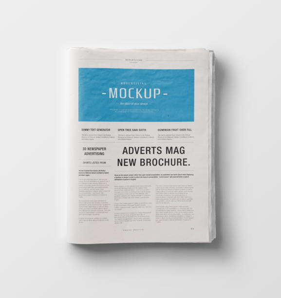 istock Newspaper Advertising Banner on Magazine, Brochure Mockup 3D Rendering 2153195164