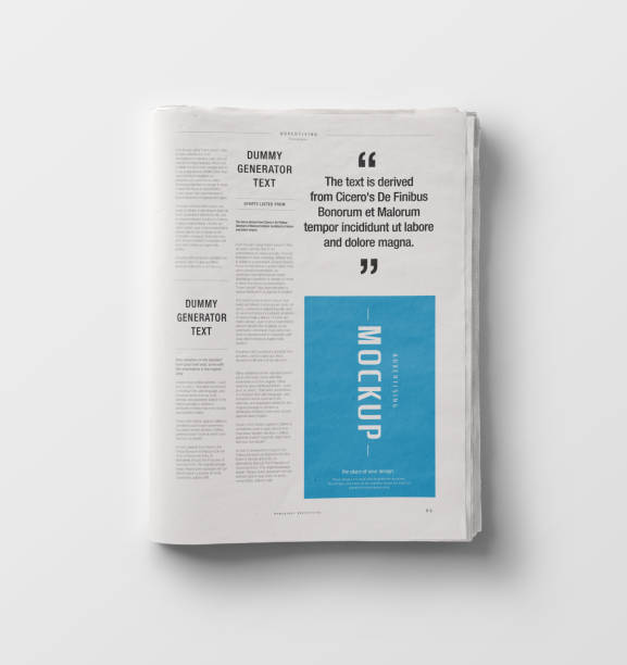 istock Newspaper Advertising Banner on Magazine, Brochure Mockup 3D Rendering 2153195203