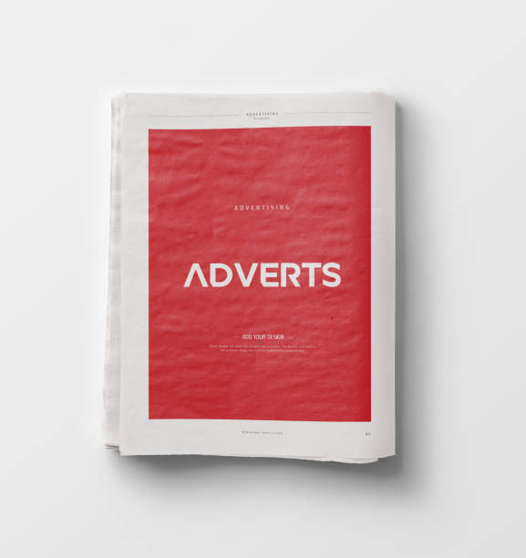 Newspaper Advertising Banner on Magazine, Brochure Mockup 3D Rendering on Isolated Background