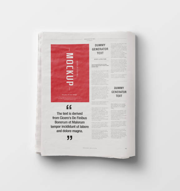 Newspaper Advertising Banner on Magazine, Brochure Mockup 3D Rendering