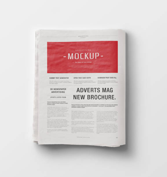 istock Newspaper Advertising Banner on Magazine, Brochure Mockup 3D Rendering 2153195752