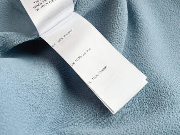 istock clothing label indicating 100 percent viscose in the fabric 2153197610