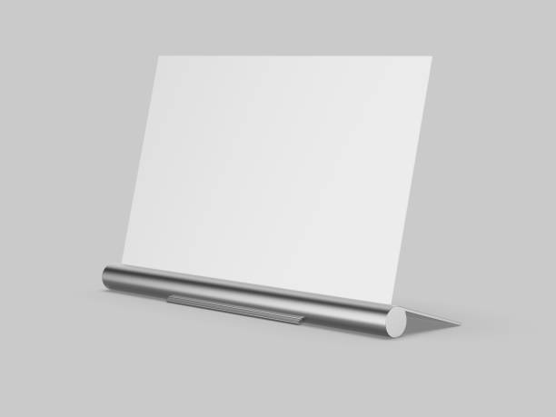istock Acrylic sign holder display counter top metal stand template. 2153198872