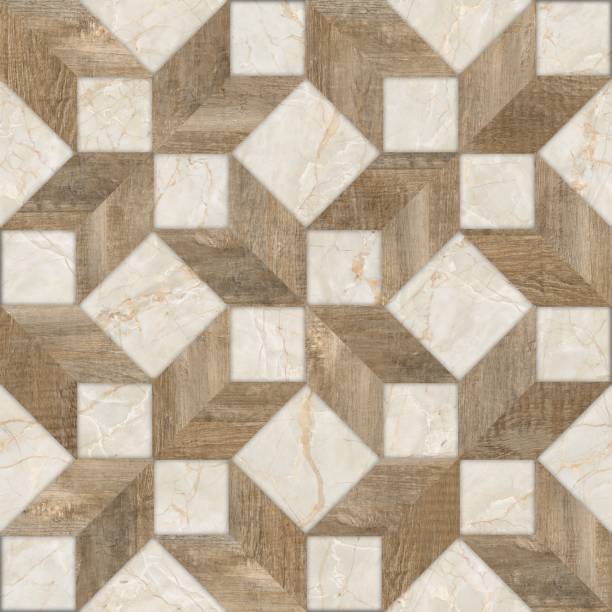 istock Geometric decor. Marble and wooden texture. Hexagon tiles. Parquet floor element. 2153202373