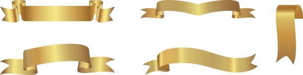 istock Golden award ribbon  banners for text. Blank Gold award Ribbon  Collection Pack Template. Collection of Different Empty Gold Ribbon and Label Design. Vector of various shapes 2153202376