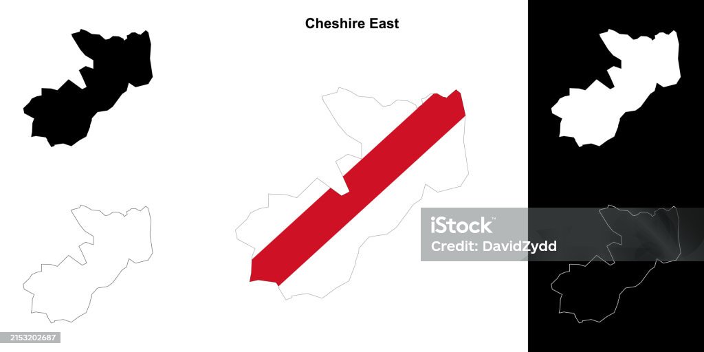 Empty Setting Map Cheshire East Blank Outline Map Set Stock Illustration - Download Image ...