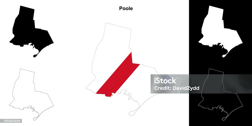 Empty Setting Map Poole Blank Outline Map Set Stock Illustration - Download Image Now ...