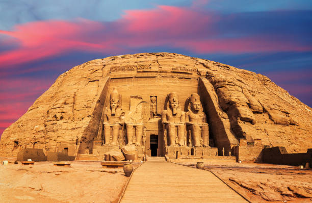 Abu Simbel the Great Temple of Ramesses II main entrance view, Egypt Abu Simbel the Great Temple of Ramesses II main entrance view, Egypt. ramses i stock pictures, royalty-free photos & images