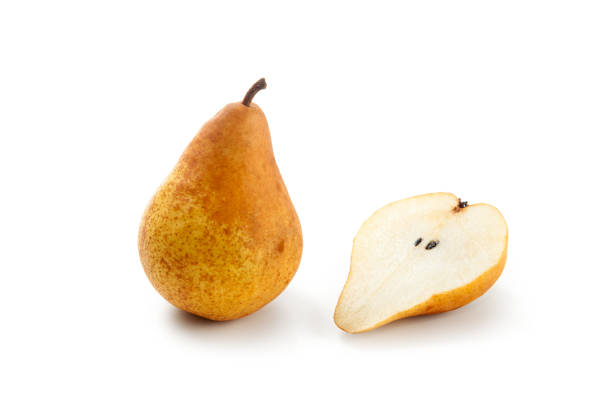 istock Whole and half of pear isolated on white background with clipping path. 2153217833