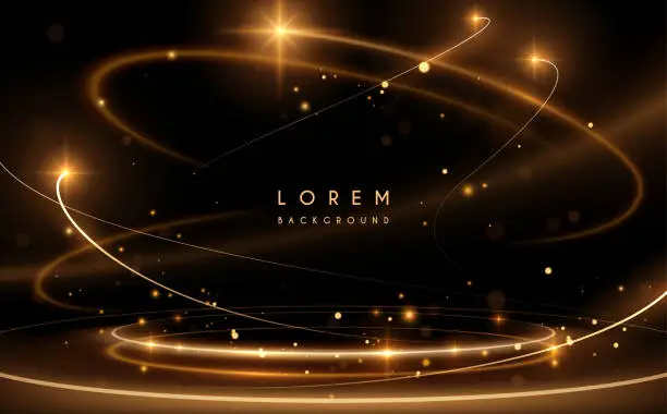 Abstrakte goldene Lichtbewegungslinien auf schwarzem Hintergrund Abstrakte goldene Lichtbewegungslinien auf schwarzem Hintergrund
