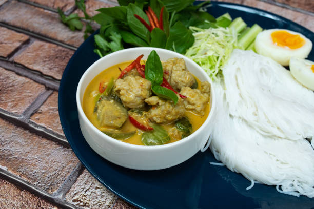 istock Focus Green Pork Balls Curry with Rice Noodles 2153225762
