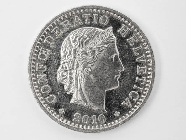 istock Swiss 20 cents coin, white background, back side 2153229276