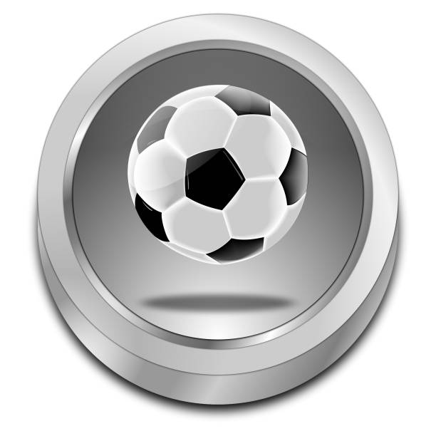 button with soccer ball silver - 3D illustration