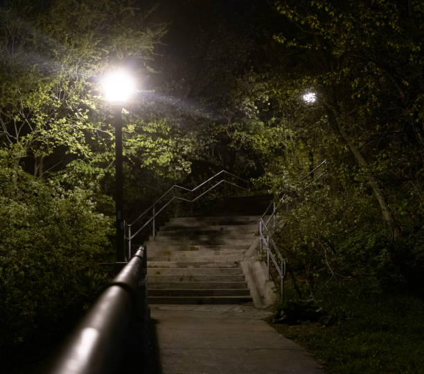Hamilton, Ontario - Stone Stairwell at Night