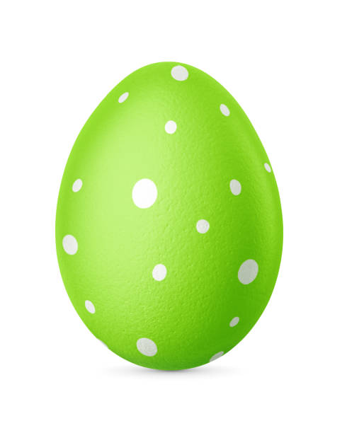 istock Green Easter egg isolated on a white. Handmade painted decoration. 2153238622
