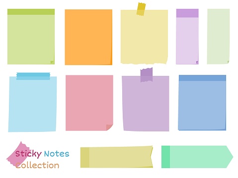 Sticky Note Animation Frames Sticky Frame Set Vector Design Sticky Note Simple Memo Postit ...