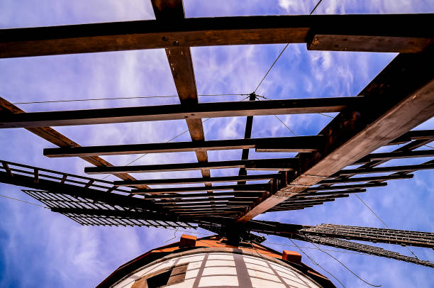 istock A windmill with a blue sky in the background 2153241737