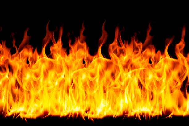 fire png burning flame Isolated on a black background