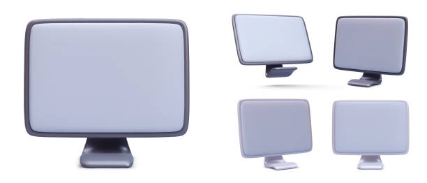 istock Set of realistic computer monitor isolated on white background. Vector illustration 2153244227