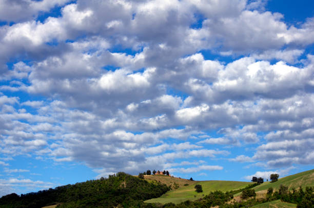 panorama of clouds over the hills  on the north of the Marche