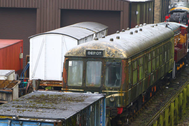 Old, dilapidated, possibly disused rolling stock.The Keighley & Worth Valley Railway (KWVR) is a 5-mile-long (8 km) heritage railway in the Worth Valley, West Yorkshire. It is now a major tourist attraction and carries more than 100,000 passengers a year.The depot in Haworth serves as a maintenance and storage yard for a large number of their engines. On 8th May 2023 I was allowed to tour the maintenance yard and look at what goes on behind the scenes.
