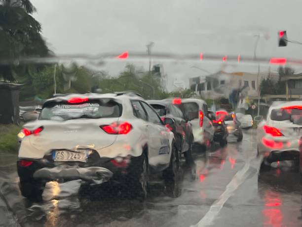 istock driving the car during a thunderstorm downpour 2153251632