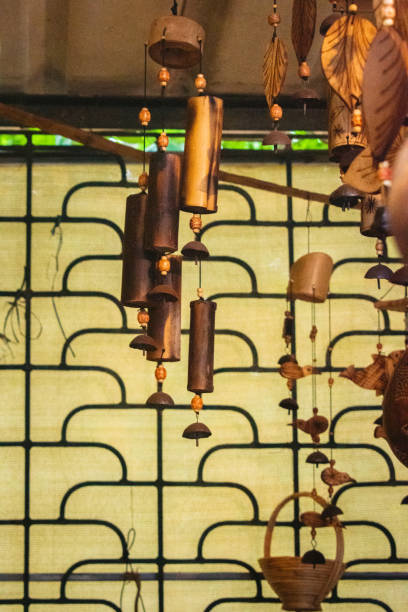 istock Handmande bamboo windbellwindchime hanging, closeup shot. 2153259960