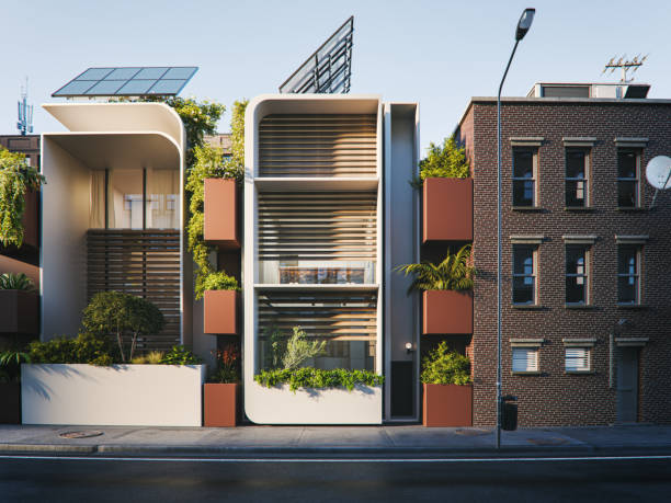 istock Modern houses in the city 2153262127
