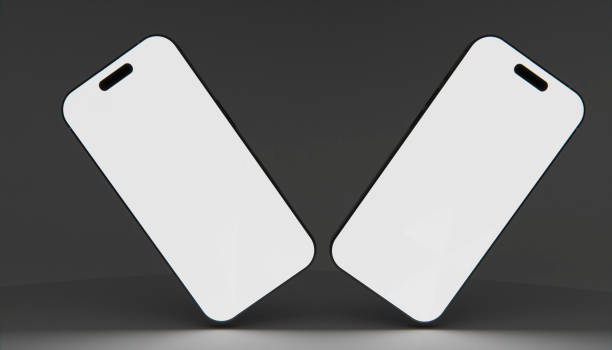 istock full view of two phones with three-dimensional glossy displays on black background 2153263562