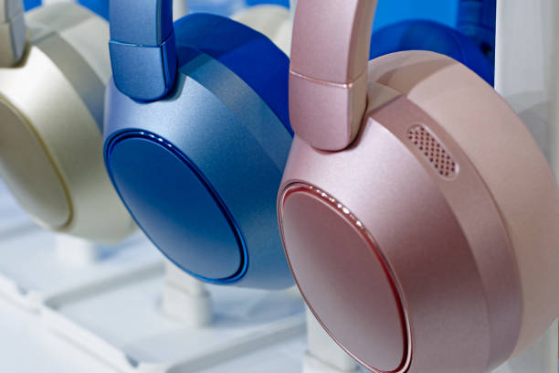 istock Group of modern multi-coloured wireless headphones. 2153263998