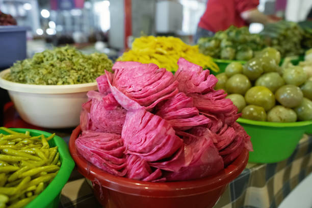 Pickled vegetables at a market in Georgia