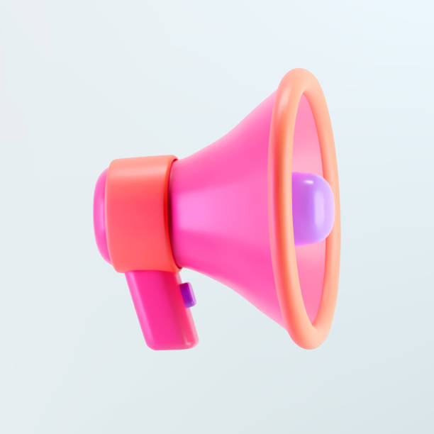istock 3d pink megaphone icon isolated on gray background. Render of loudspeaker for announce attention, promotion, hiring, sale and marketing concept. Render 3d cartoon simple vector illustration 2153266013
