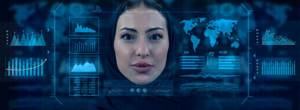 istock Personal data collection. Muslim woman in hijab, collage with data charts on virtual screen. AI (Artificial Intelligence) concept. Deep learning. GUI (Graphical User Interface). Authentication by facial recognition concept. Biometric. Security system. 2153274518