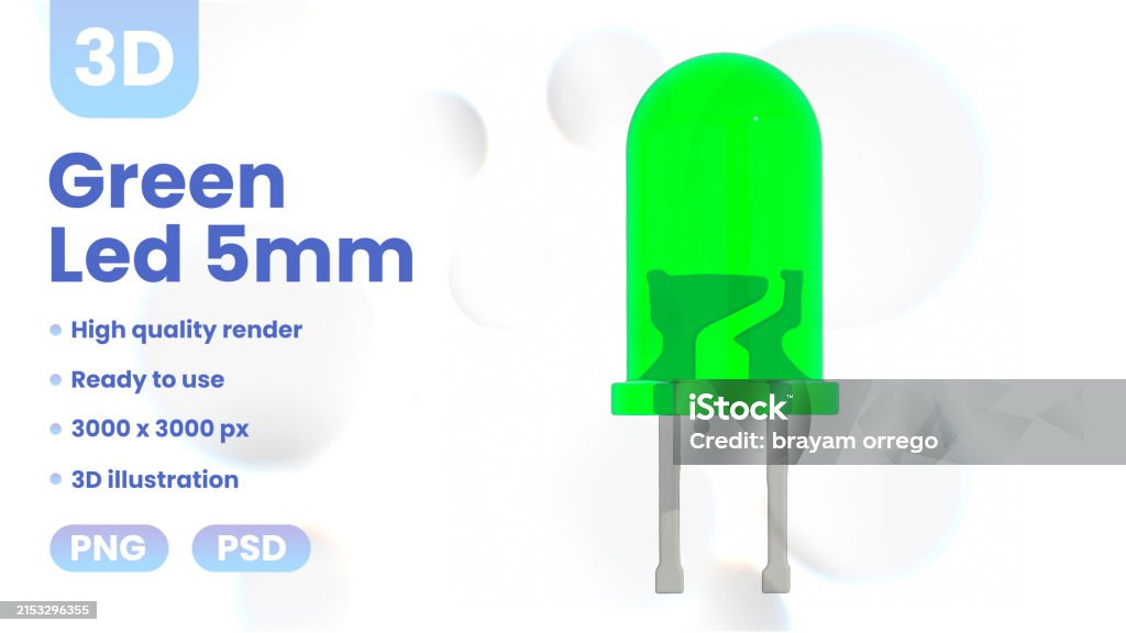 Gree Led Image 3d Green Led 5mm Stock Illustration - Download Image Now - Abstract ...
