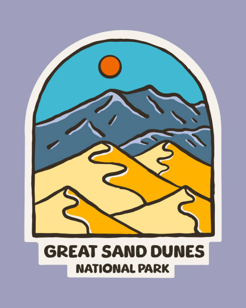 Great Sand Dunes National Park hand drawing vintage vector for t shirt, print, sticker, badge illustration