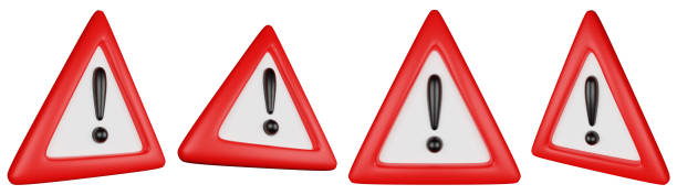 istock 3D rendering pack of warning signs, red triangles with exclamation marks, isolated on white background. 2153313244